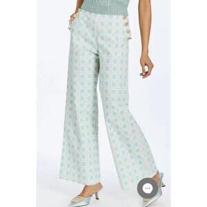 Mestiza New York Blue Ivory Wide-Leg Pants NWT $275